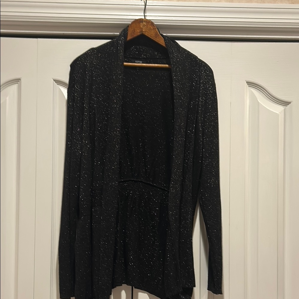 Apt. 9 Black and Silver Open Front Cardigan